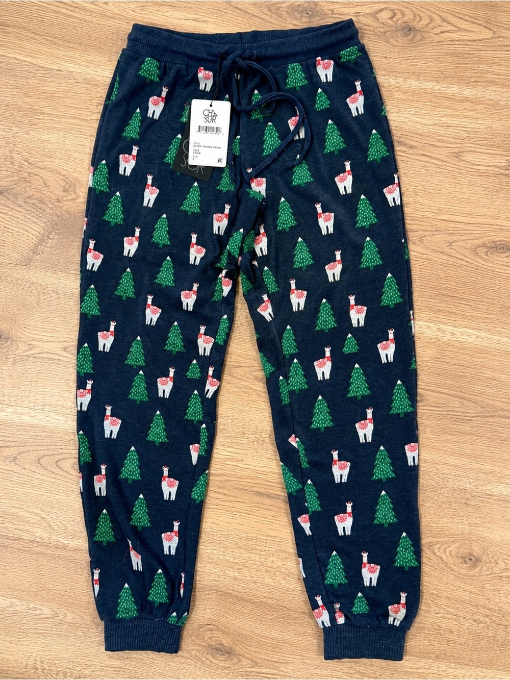 Chaser Avalon Holiday Llama & Christmas Tree Jogger Pajama Pants NWT Size S